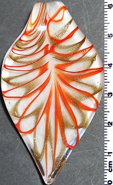 Glass Pendant Leaf Point White Gold Orange PD813