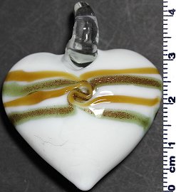 Glass Pendant Heart White Gold PD817