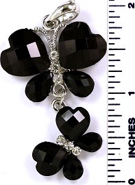 Black Crystal Pendant Butterfly Silver PD829