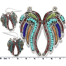 Set Earring Wing Multi Color PD833