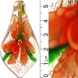 Glass Pendant Flower Tear Drop Spoon Clear Green Orange PD889