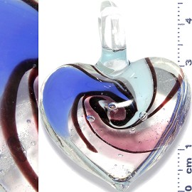 Glass Pendant Heart Clear Light Blue Purple PD897