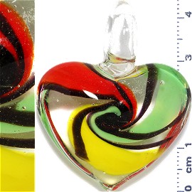 Glass Pendant Heart Clear Green Red Yellow PD898