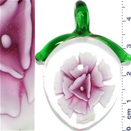 Glass Pendant Flower Lemon Clear Pink PD911