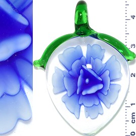 Glass Pendant Flower Lemon Clear Blue PD914