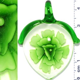 Glass Pendant Flower Lemon Clear Green PD916