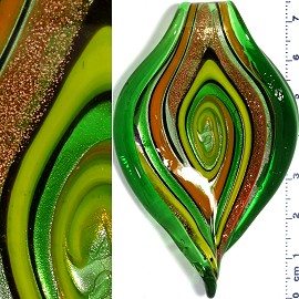 Glass Pendant Leaf Twist Tip Green PD924