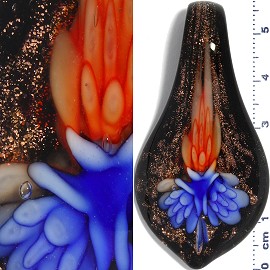 Glass Pendant Flower Spoon Black Gold Blue Orange PD939