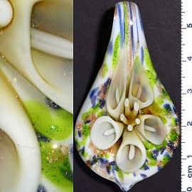 Glass Pendant Flower Spoon Yellow White PD950