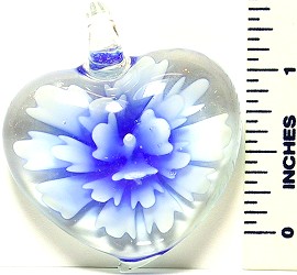Heart Blue Flower Clear Glass Pendant PDH204