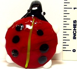 Glass Pendant Ladybug Red Black Dots PDL301