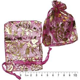 100pcs 3.5x2.75" Inches See Through Pouch Magenta Gold PH13