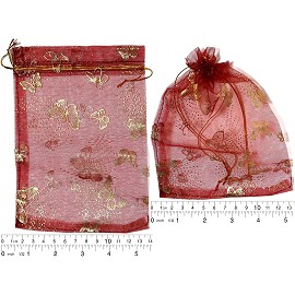 100pcs 6.75x5" Inches See Through Pouch Dark Red Gold PH43