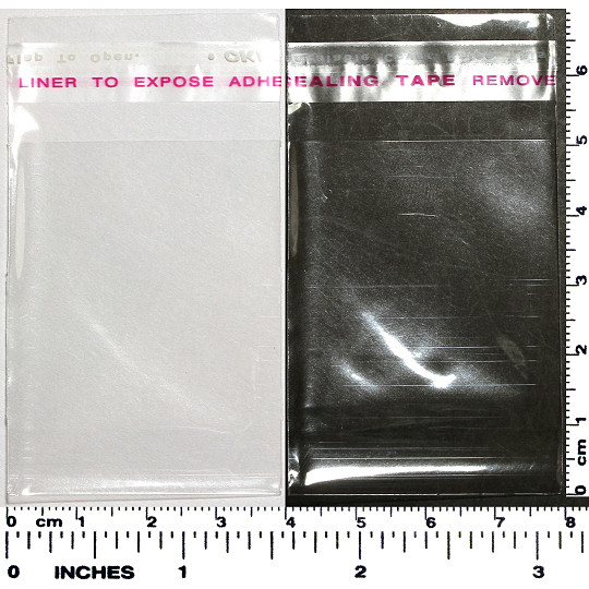 200pcs 50x40mm Clear Display Plastic Bag With Sealing Tape PH74