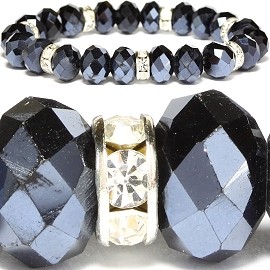 10mm Rhinestone Crystal Bracelet Stretch Obsidian SBR1006