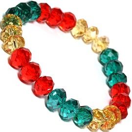 10mm Crystal Bracelet Stretch Green Red Gold SBR1176