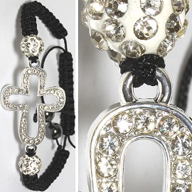 Rhinestone Cross Crystal Bracelet Black White SBR1303