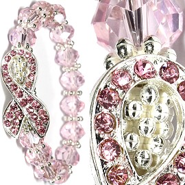 Ribbon Rhinestone Crystal Bracelet Pink SBR312