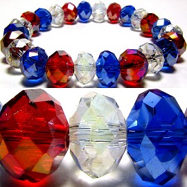 10mm Crystal Bracelet Stretch Red Blue Clear SBR314