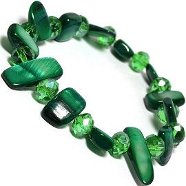 Stretch Bracelet 6" Crystal Rectangle Stone Green SBR429