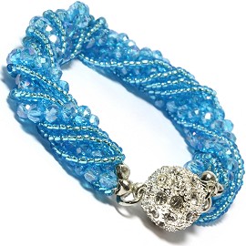 Bead Crystal Bracelet Rhinestone Magnetic Clasp Turquoise SBR462