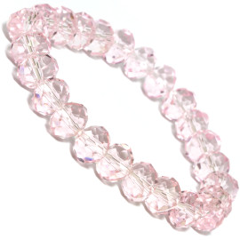 10mm Crystal Stretch Bracelet Translucent Pink SBR626