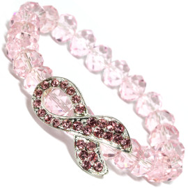 10mm Crystal Stretch Bracelet Ribbon Rhinestone Pink SBR627