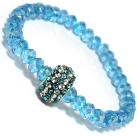 15mm Rh Wheel 6mm Crystal Bead S Bracelet Teal Turquoise SBR637