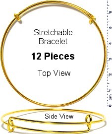 12pcs Thin Stretchable Bracelet Metallic Gold Tone SBR650