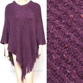 Sweater Poncho Thick Soft Darkk Purple shiny Purple Dots UH016