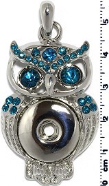 1pc Snap on Pendant Holder Owl Silver Turquoise ZB098