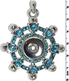 1pc Snap on Pendant Holder Wheel Silver Turquoise ZB108