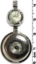 1pc Snap on Pendant Holder Round Silver Clear ZB115