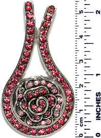 Tear Drop Rhinestones Flower Snap On Pendant Metallic Pink ZB733