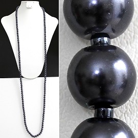 52" 8mm Lariat Necklace Smooth Beads, 2mm Dark Gray ZN078