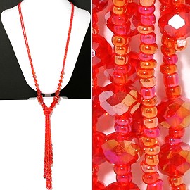 Seed Bead Crystal Red Necklace ZN132