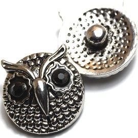 1pc 18mm Owl Snap On Charm Silver ZR090