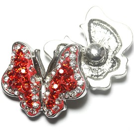 1pc 18mm Snap On Charm Rhinestone Butterfly Red ZR1164