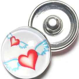 1pc 18mm Snap On Charm Heart Wings Red ZR1264