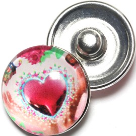 1pc 18mm Snap On Charm Heart Red Pink ZR1265