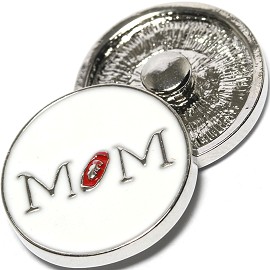 1pc 18mm Snap On Charm MoM White Red ZR1305