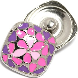 1pc 18mm Snap On Charm Pink Purple Silver ZR1753