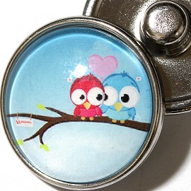 1pc 18mm Owl Pink Blue Silver Snap On Charm ZR1978