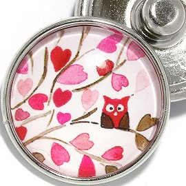 1pc 18mm Snap On Charm Round Owl Hearts Tree Leaf Red ZR2097