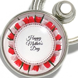 1pc 18mm Snap On Charm Round Happy Mother's Day Rose ZR2120
