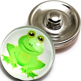 1pc 18mm Snap On Charm Frog Green ZR266