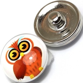 1pc 18mm Snap On Charm Owl Brown ZR368