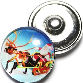 1pc 18mm Snap On Charm Santa Clause Reindeer Red Blue ZR647
