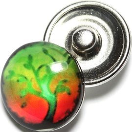 1pc 18mm Round Snap On Charm Tree Lime Red Green ZR677