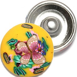 1pc 18mm Snap On Charm Clay Flower Yellow ZR824